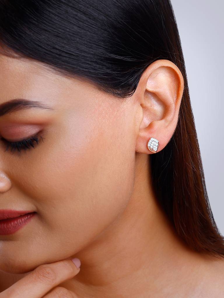 18K Rose Gold Opulent Bud Diamond Earrings : GDLER0241