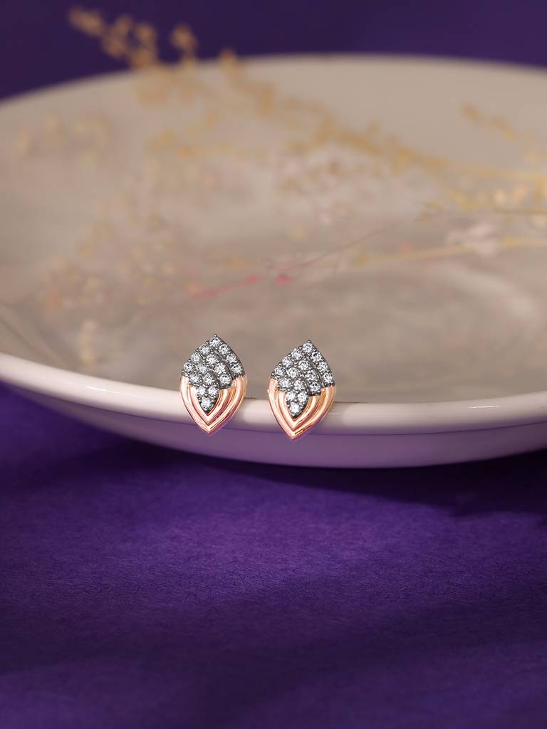 18K Rose Gold Opulent Bud Diamond Earrings : GDLER0241
