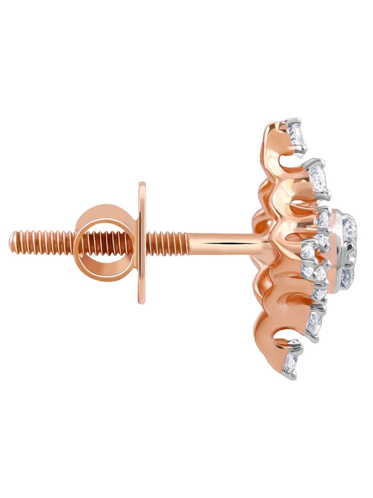 18K Rose Gold Geometric Square Diamond Earrings : GDLER0244