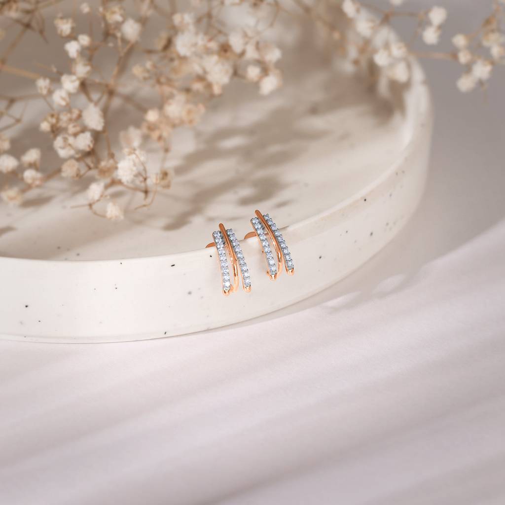 18K Rose Gold Saga Diamond Earrings : GDLER0247