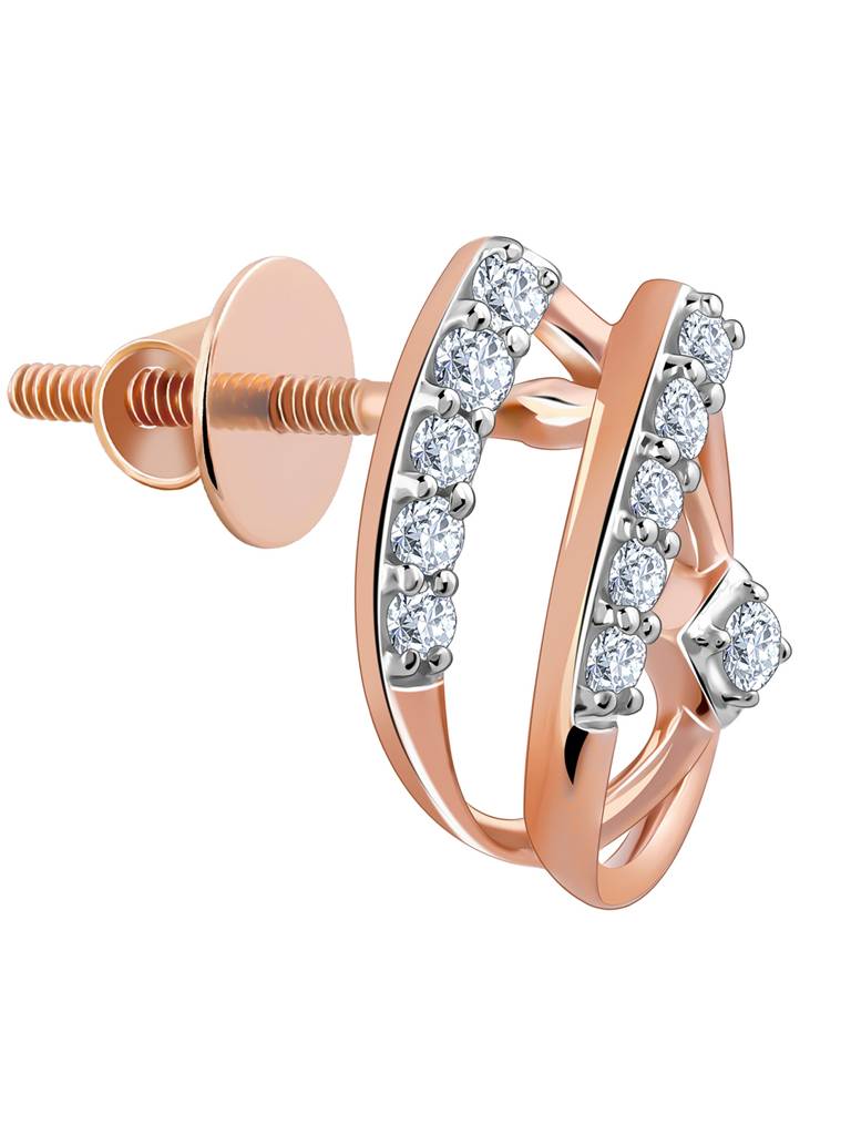 18K Rose Gold Dual Drop Diamond Earrings : GDLER0252