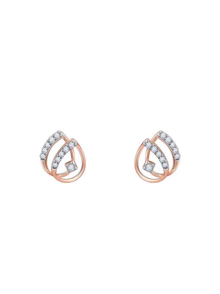 18K Rose Gold Dual Drop Diamond Earrings : GDLER0252