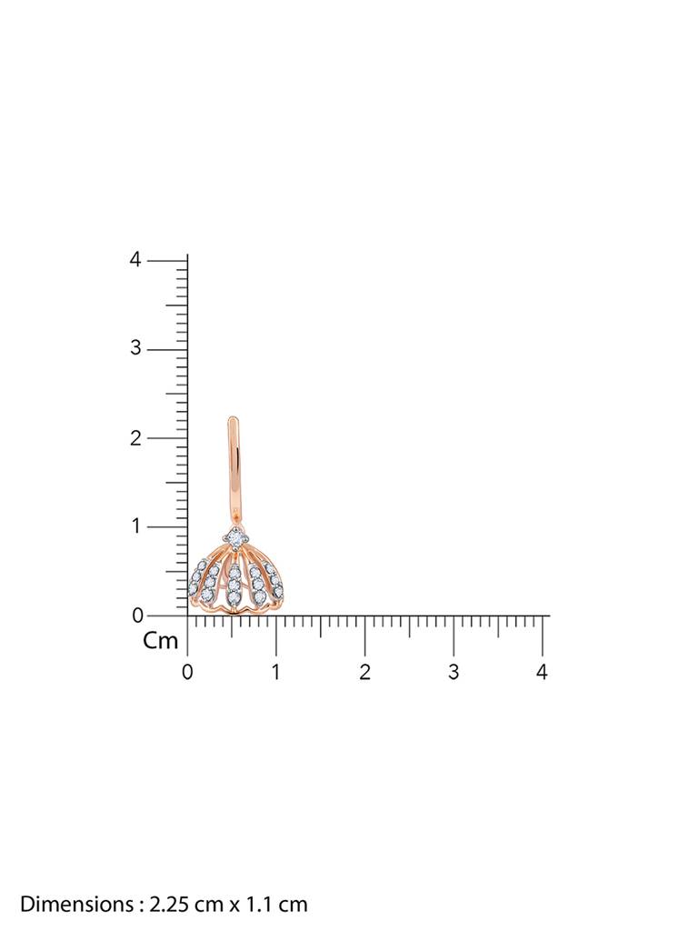 18K Rose Gold Diamond Jhumki Earrings : GDLER0255