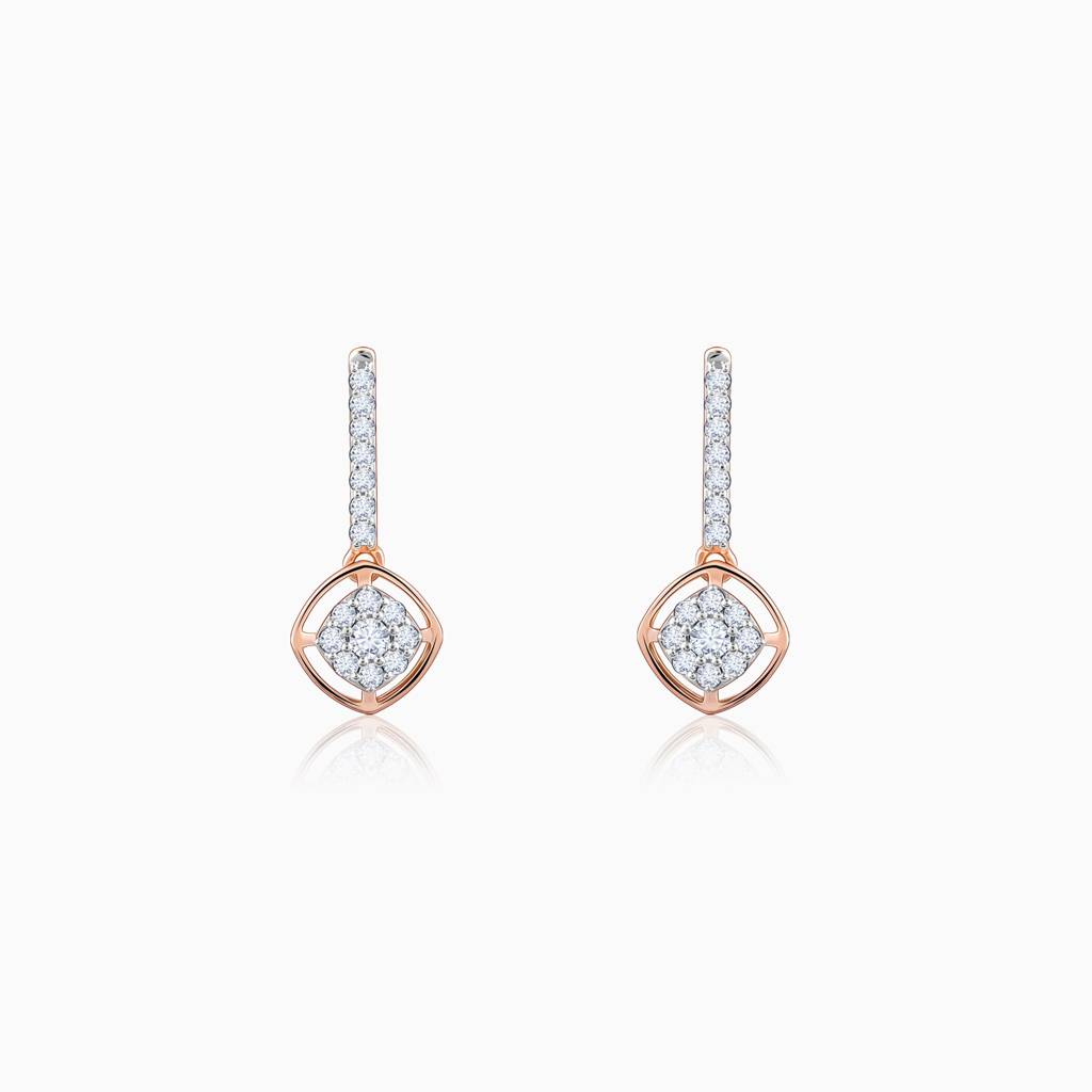 18K Rose Gold Delicate Shine Diamond Earrings : GDLER0256