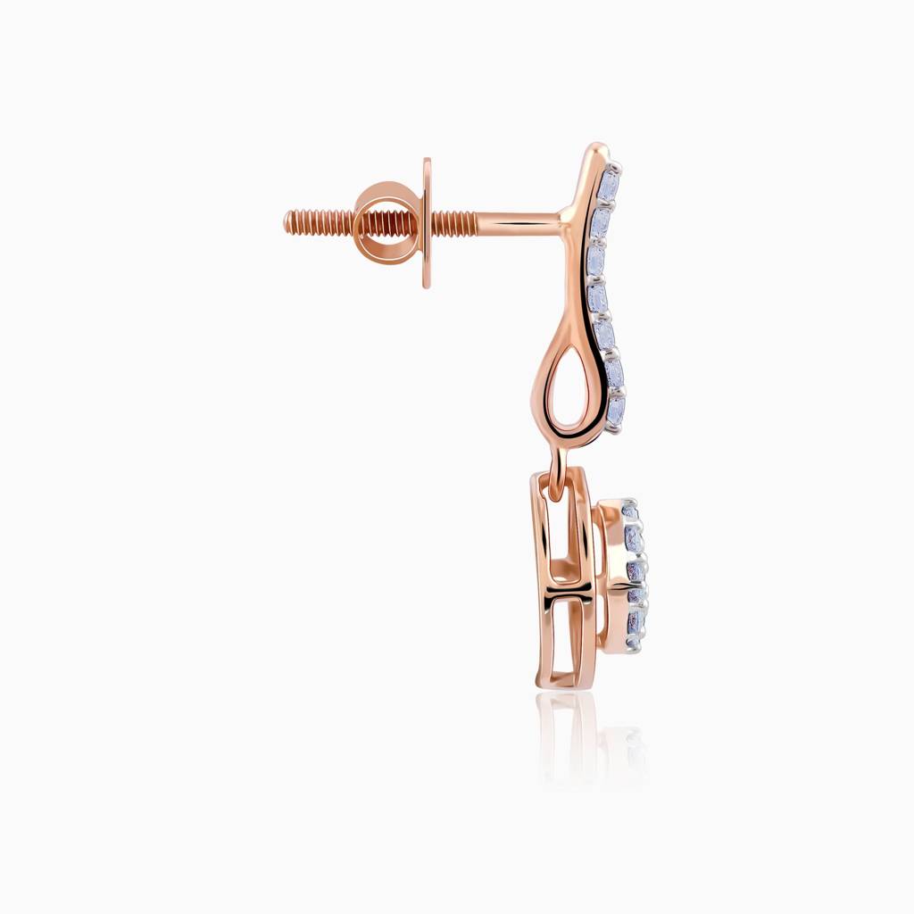 18K Rose Gold Delicate Shine Diamond Earrings : GDLER0256