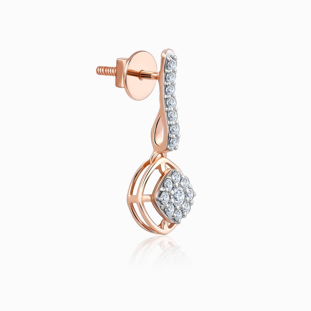 18K Rose Gold Delicate Shine Diamond Earrings : GDLER0256