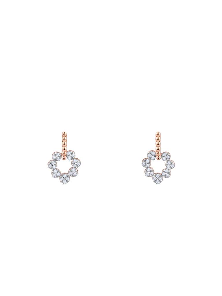 18K Rose Gold Halo Diamond Earrings : GDLER0258