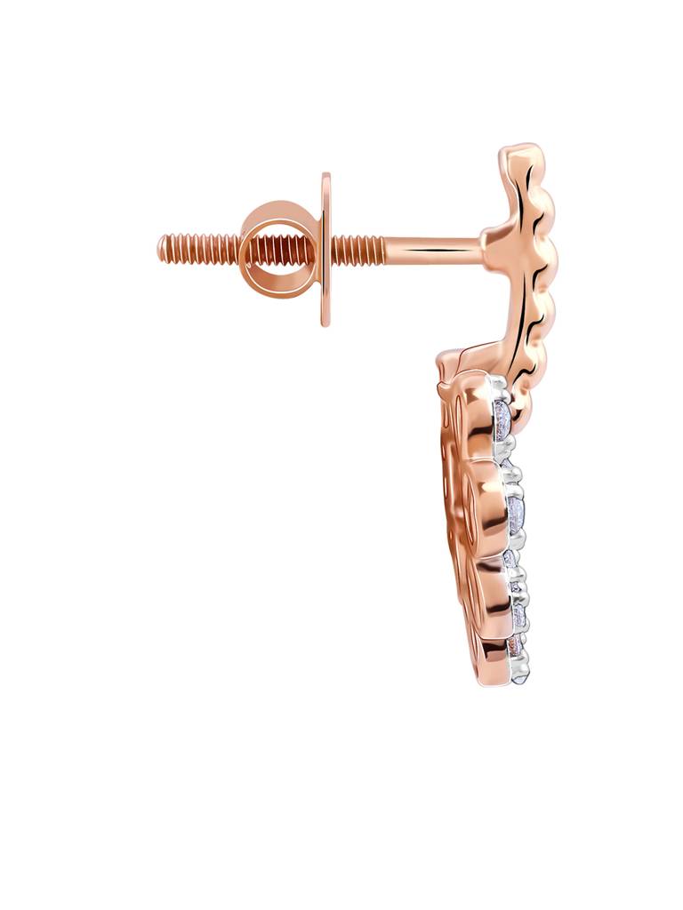 18K Rose Gold Halo Diamond Earrings : GDLER0258