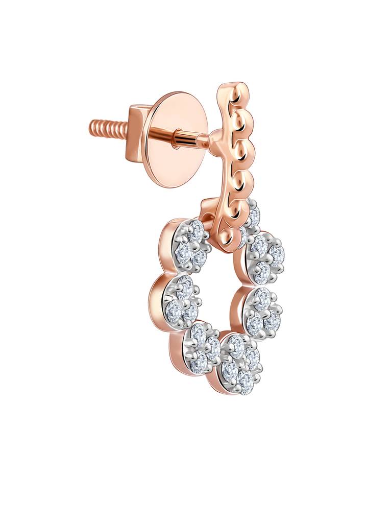 18K Rose Gold Halo Diamond Earrings : GDLER0258