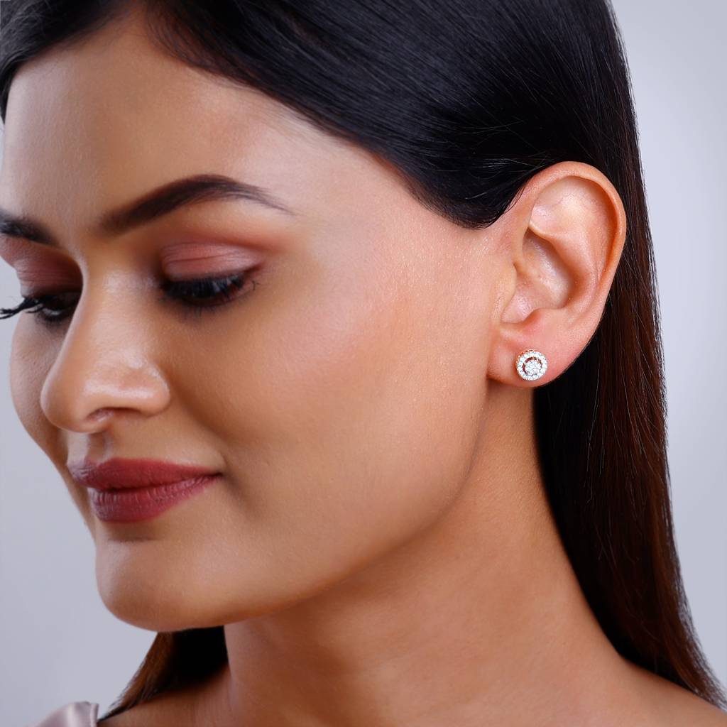 18K Rose Gold Classic Diamond Studs : GDLER0260