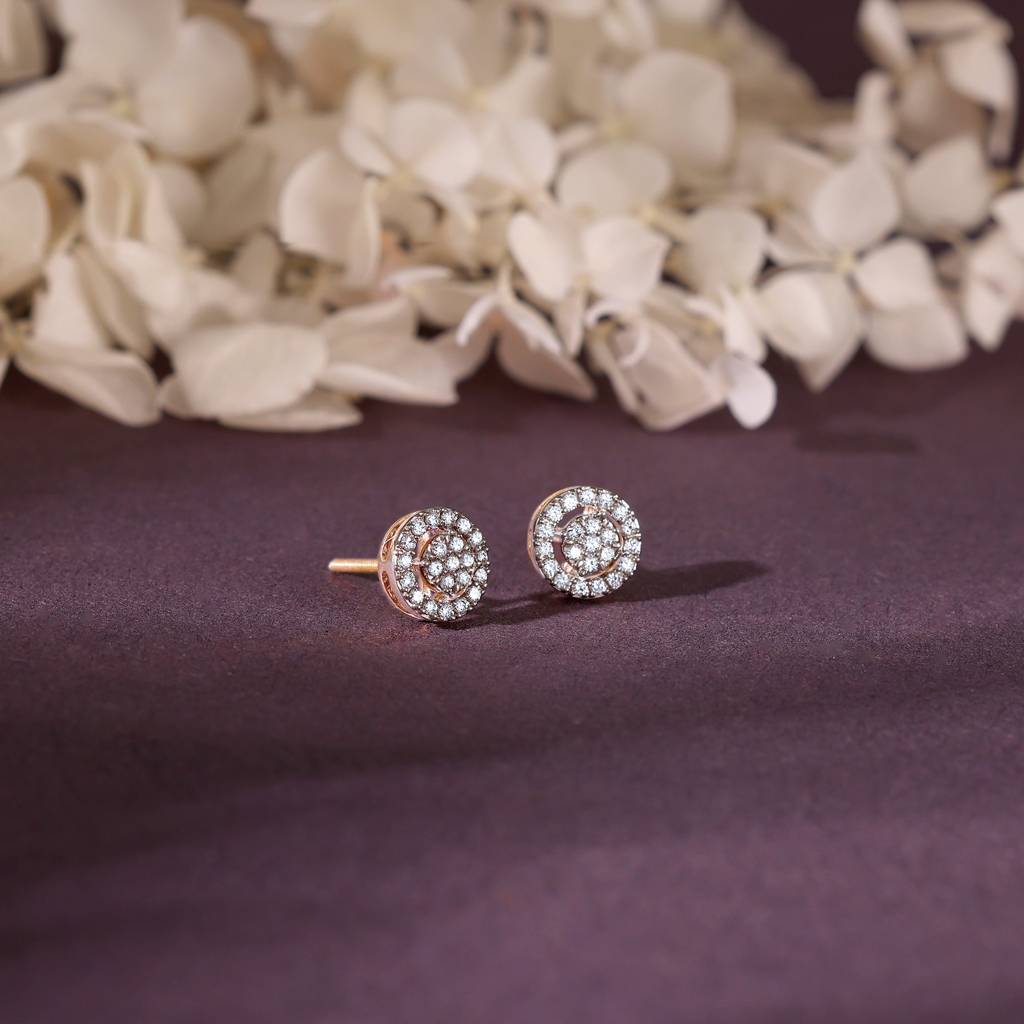 18K Rose Gold Classic Diamond Studs : GDLER0260