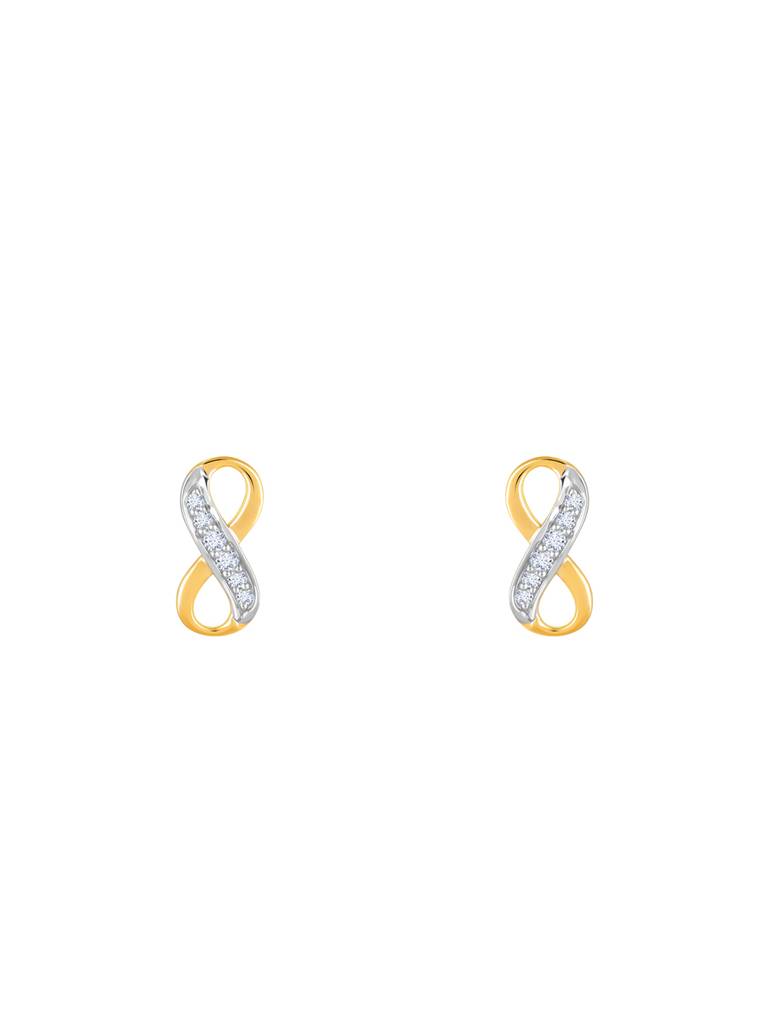 14K Yellow Gold Infinity Grace Diamond Stud Earrings : GDLER0265