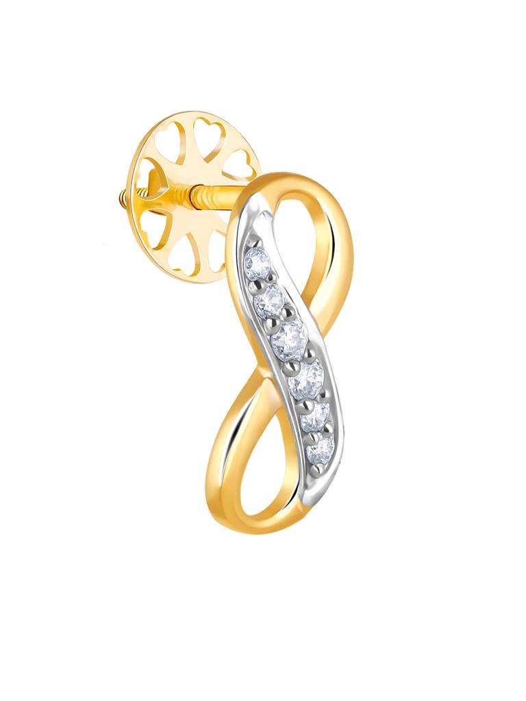 14K Yellow Gold Infinity Grace Diamond Stud Earrings : GDLER0265