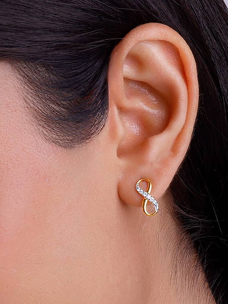 14K Yellow Gold Infinity Grace Diamond Stud Earrings : GDLER0265