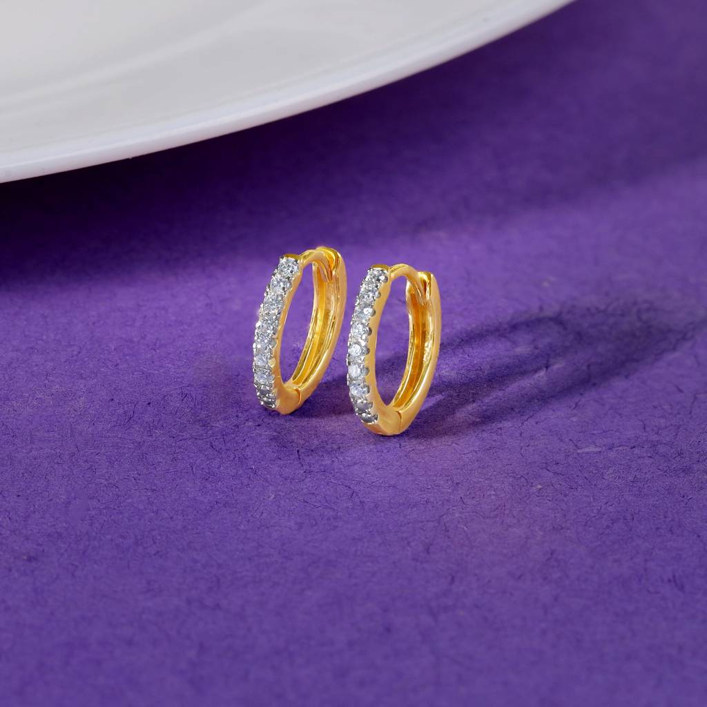18K Gold Elegance Diamond Hoop Earrings : GDLER0271