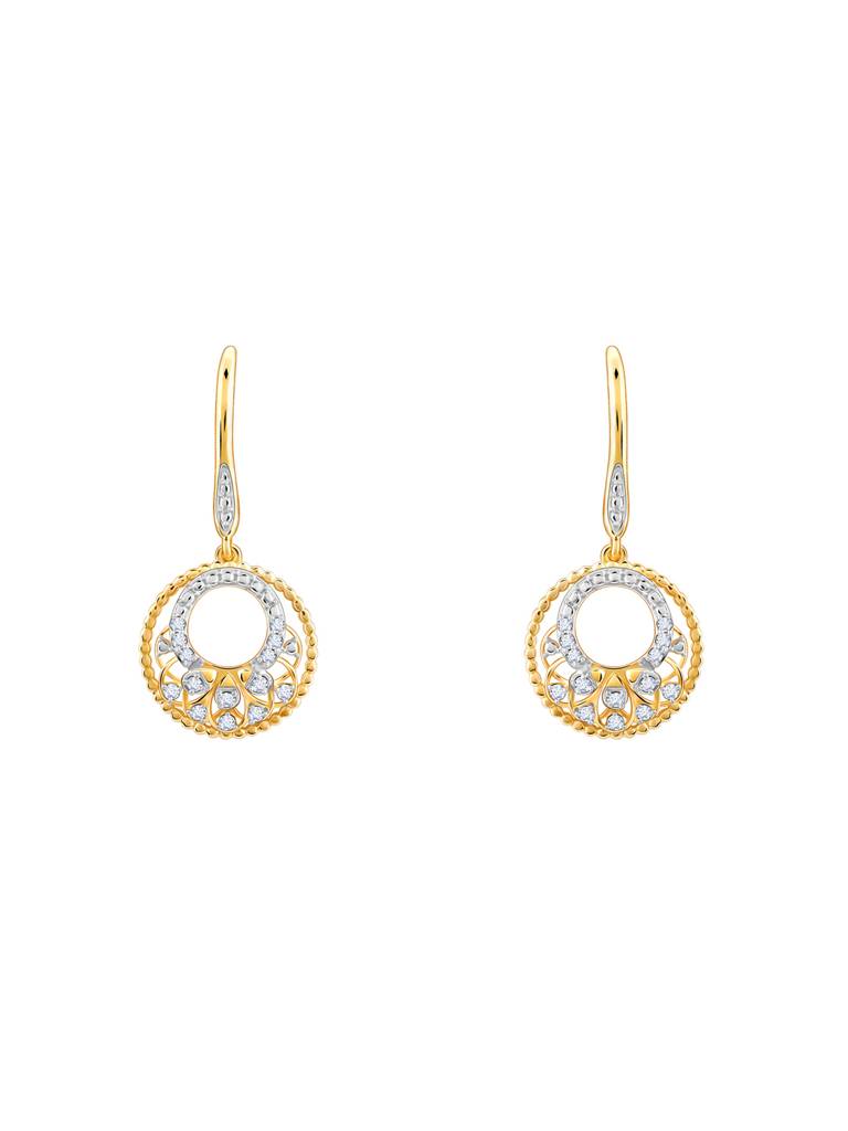 18K Yellow Gold Circle Of Grace Diamond Earrings : GDLER0272