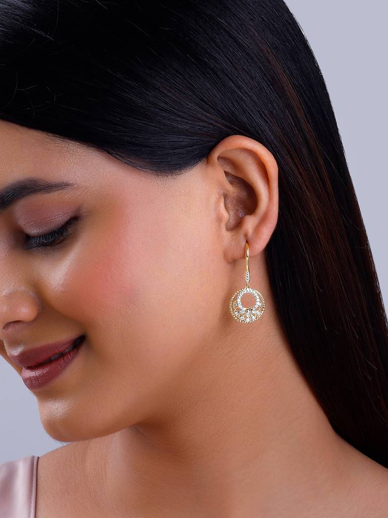 18K Yellow Gold Circle Of Grace Diamond Earrings : GDLER0272