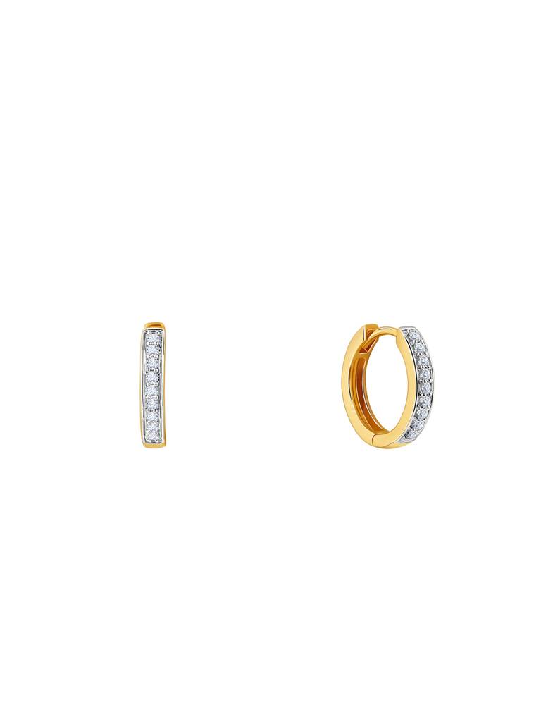 18K Yellow Gold Elegance Diamond Hoop Earrings : GDLER0273