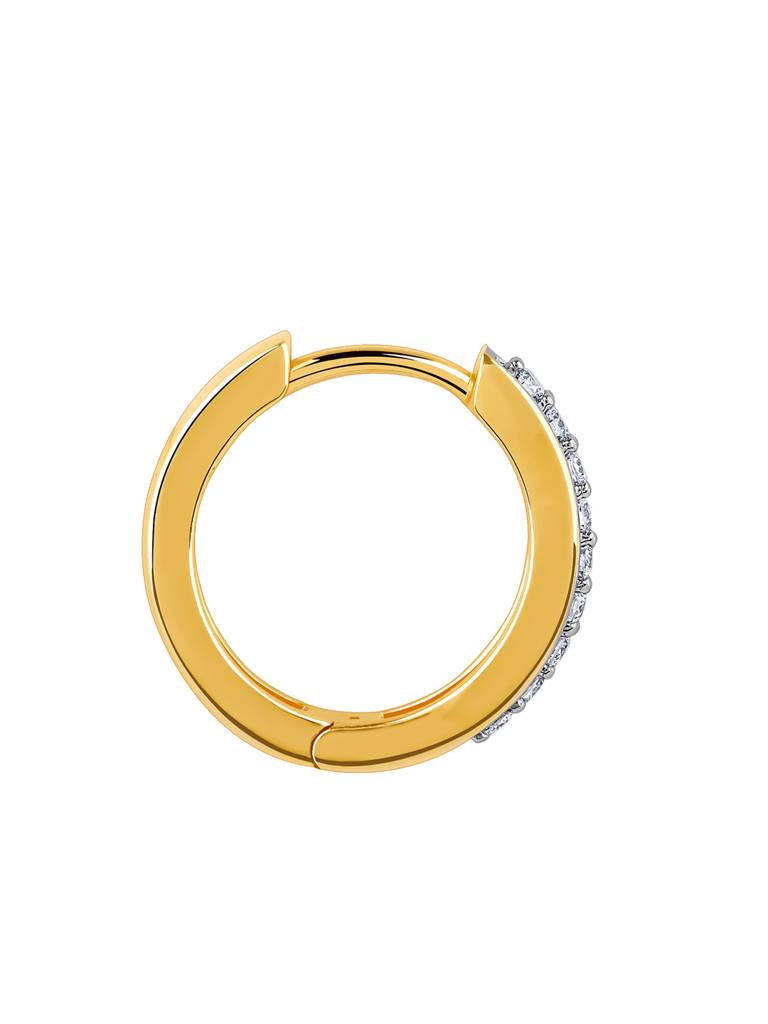 18K Yellow Gold Elegance Diamond Hoop Earrings : GDLER0273