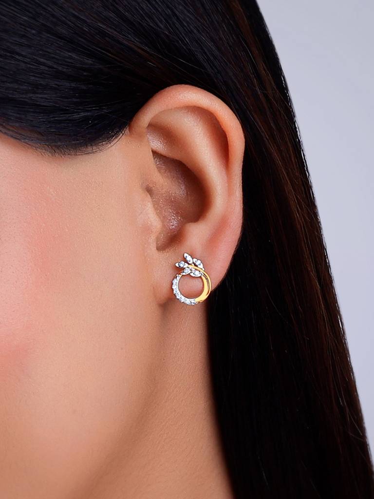 18K Yellow Gold Corsage Diamond Earrings : GDLER0275