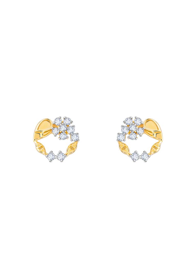 18K Yellow Gold Unfurl Diamond Earrings : GDLER0276