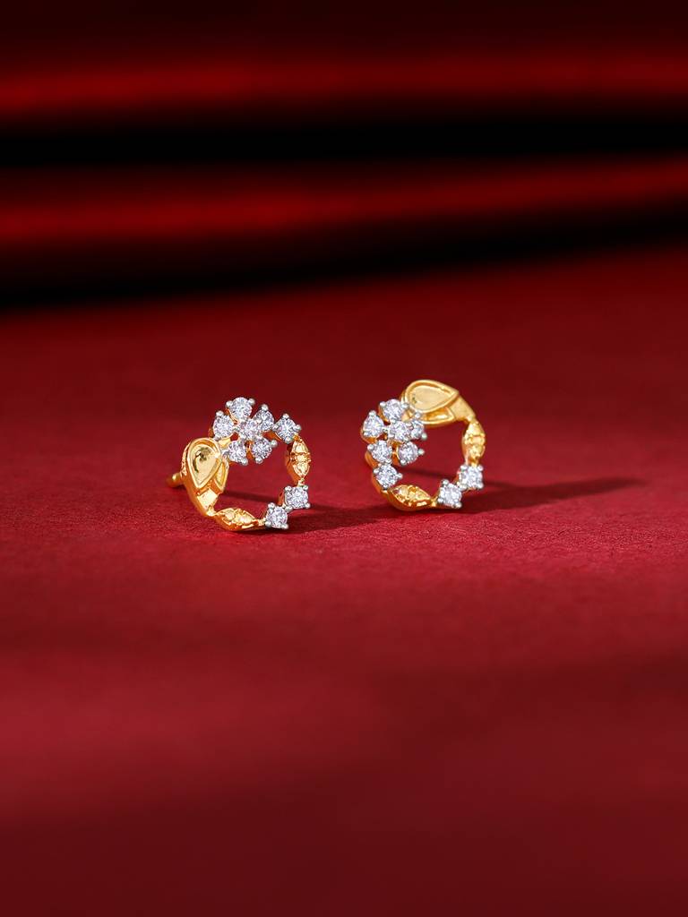 18K Yellow Gold Unfurl Diamond Earrings : GDLER0276