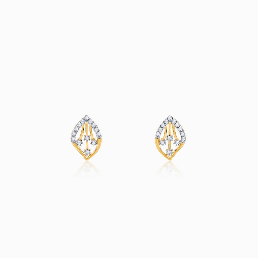 18K Gold Feuille Diamond Earrings : GDLER0286