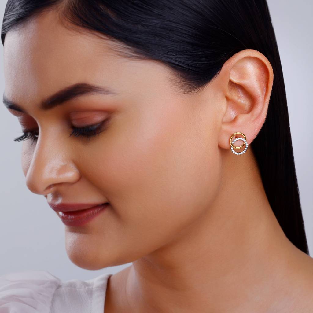 14K Gold Radiant Orbit Diamond Earrings : GDLER0290