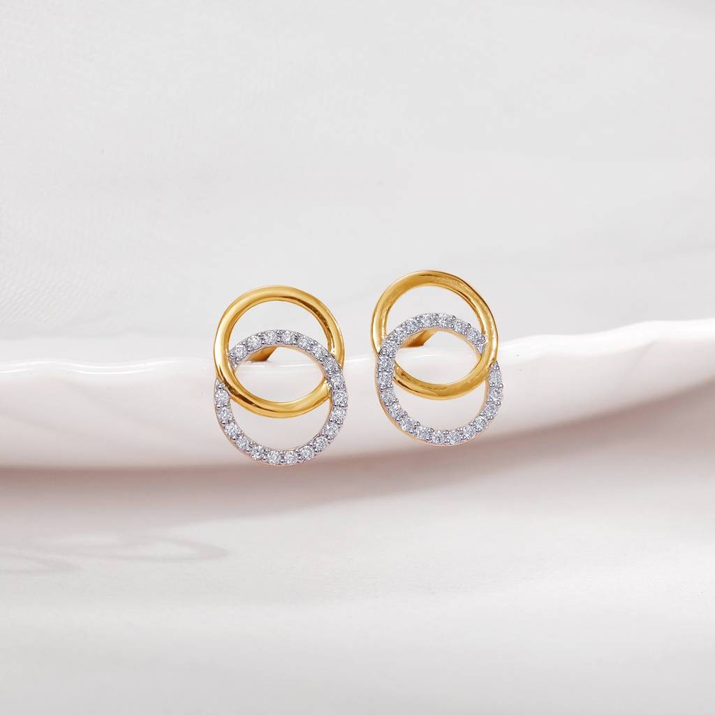 14K Gold Radiant Orbit Diamond Earrings : GDLER0290