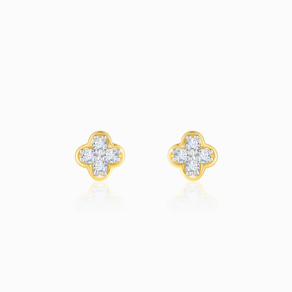 14K Gold Minimal Lobe Diamond Earrings : GDLER0298