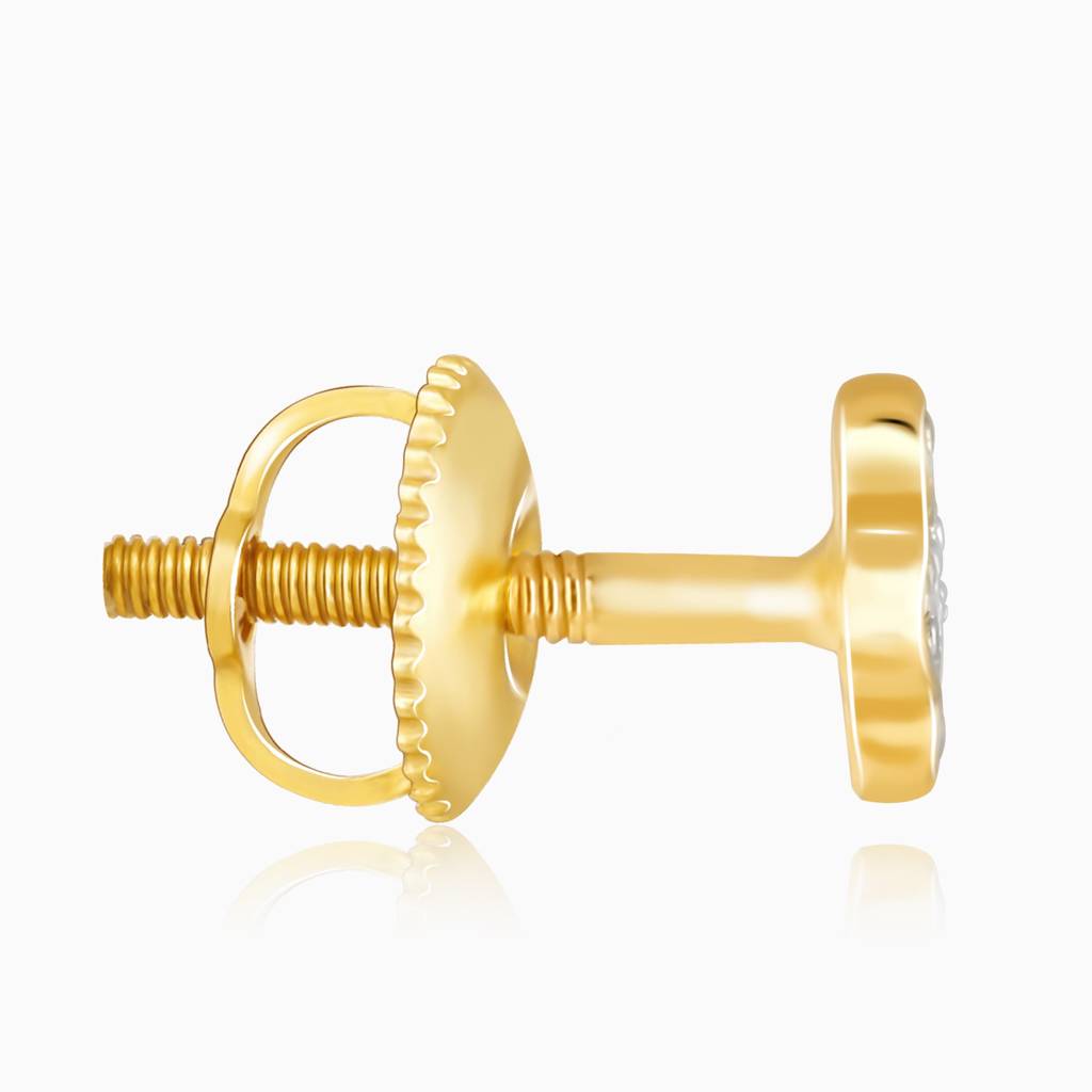 14K Gold Minimal Lobe Diamond Earrings : GDLER0298