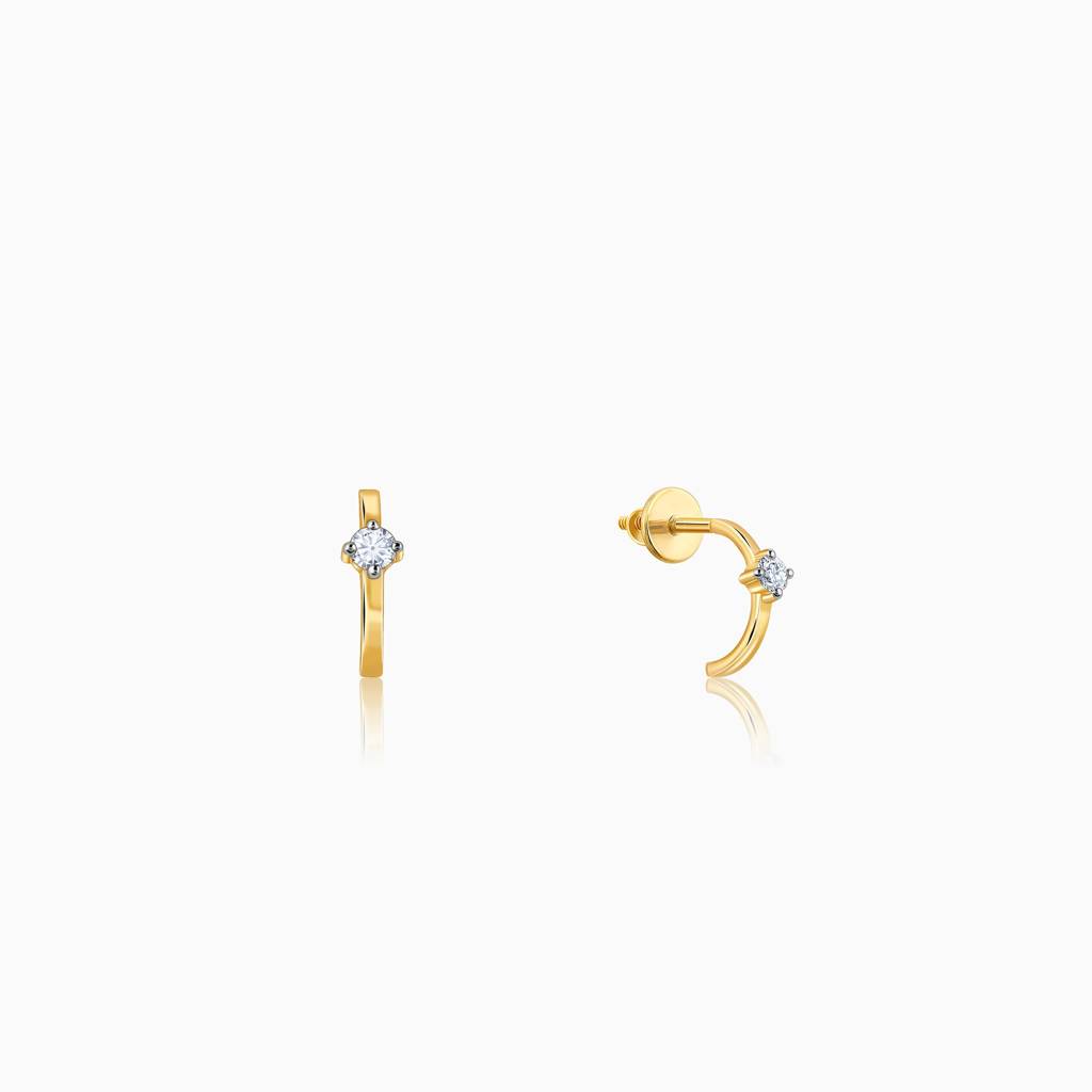 14K Gold Embrace Diamond J-Hoop Earrings : GDLER0299