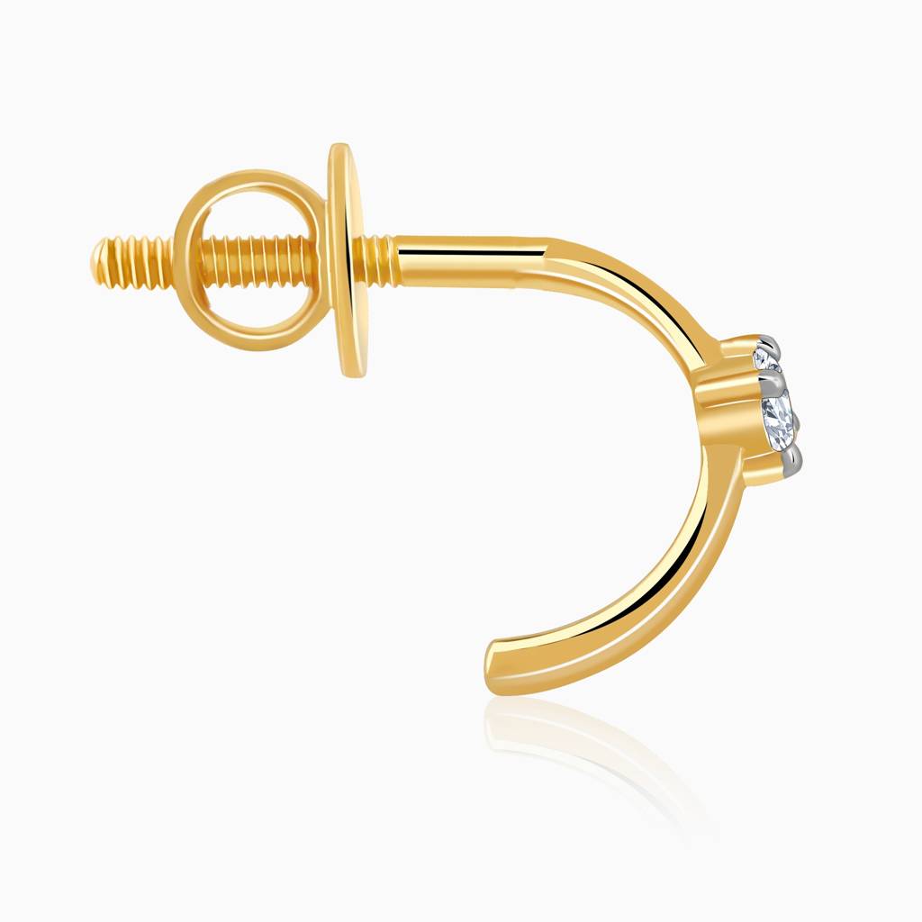 14K Gold Embrace Diamond J-Hoop Earrings : GDLER0299