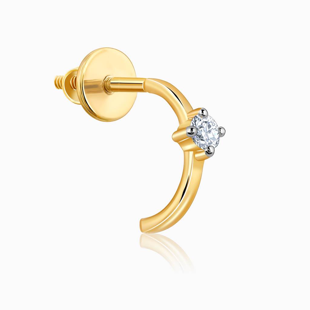 14K Gold Embrace Diamond J-Hoop Earrings : GDLER0299