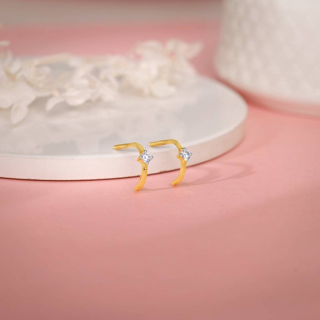 14K Gold Embrace Diamond J-Hoop Earrings : GDLER0299