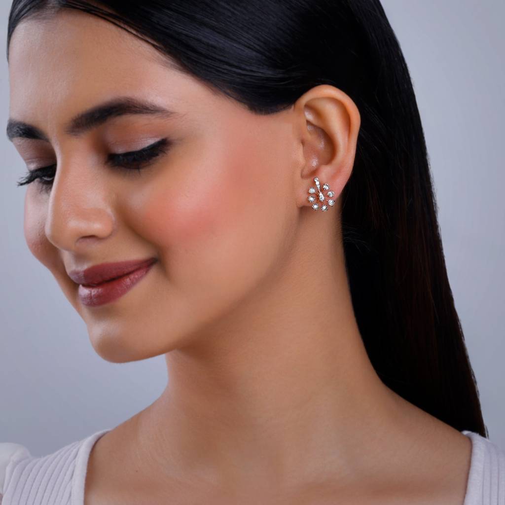 18K Rose Gold Sinhaparni Diamond Earrings : GDLER0320