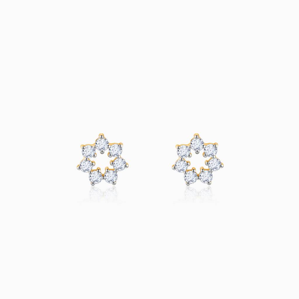 18K Gold Aureole Diamond Studs : GDLER0322