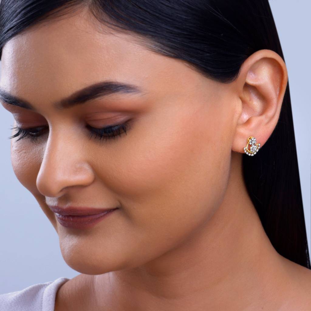 18K Gold Glided Spark Diamond Earrings : GDLER0328