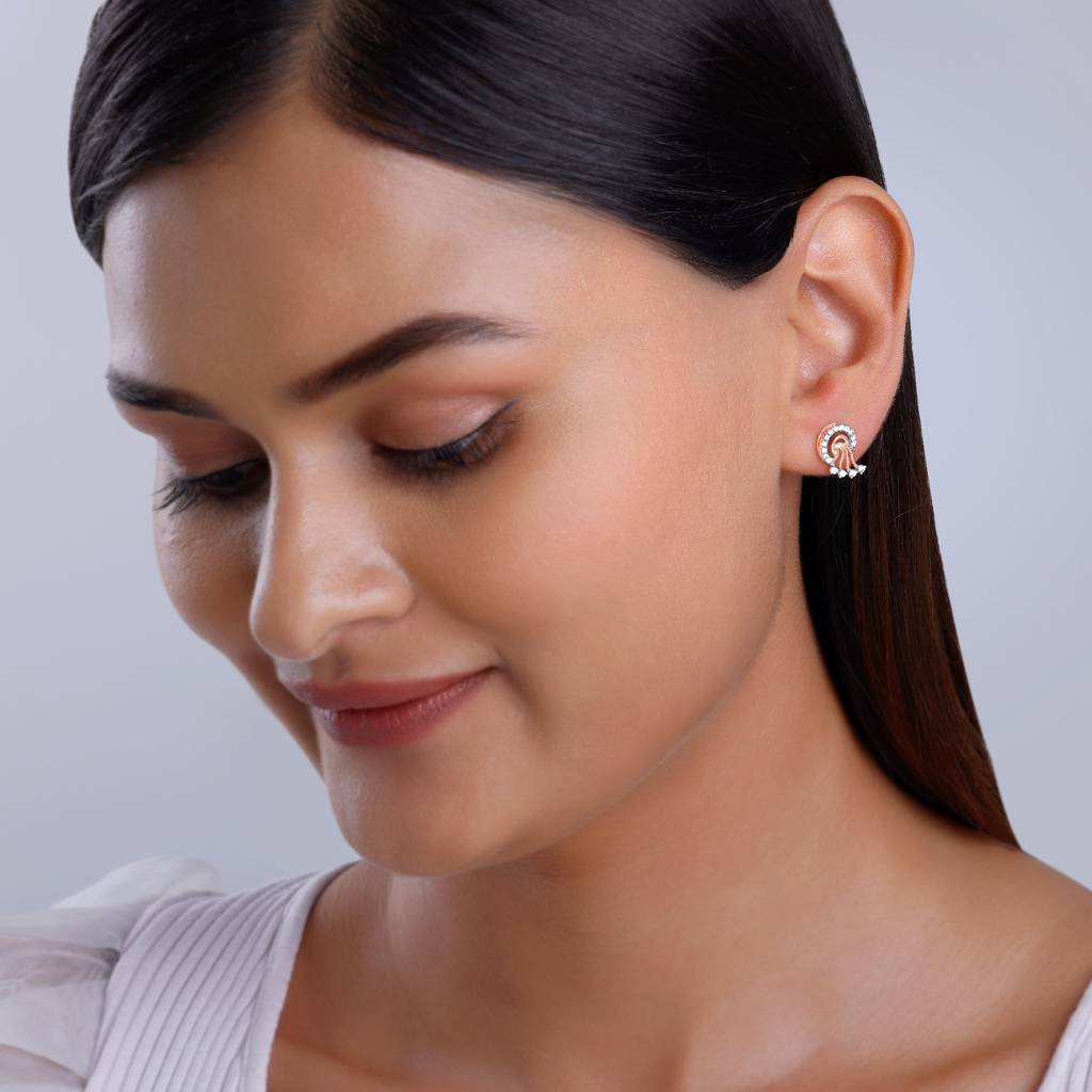Rose Gold Secret Whispers Diamond Earrings : GDLER0331