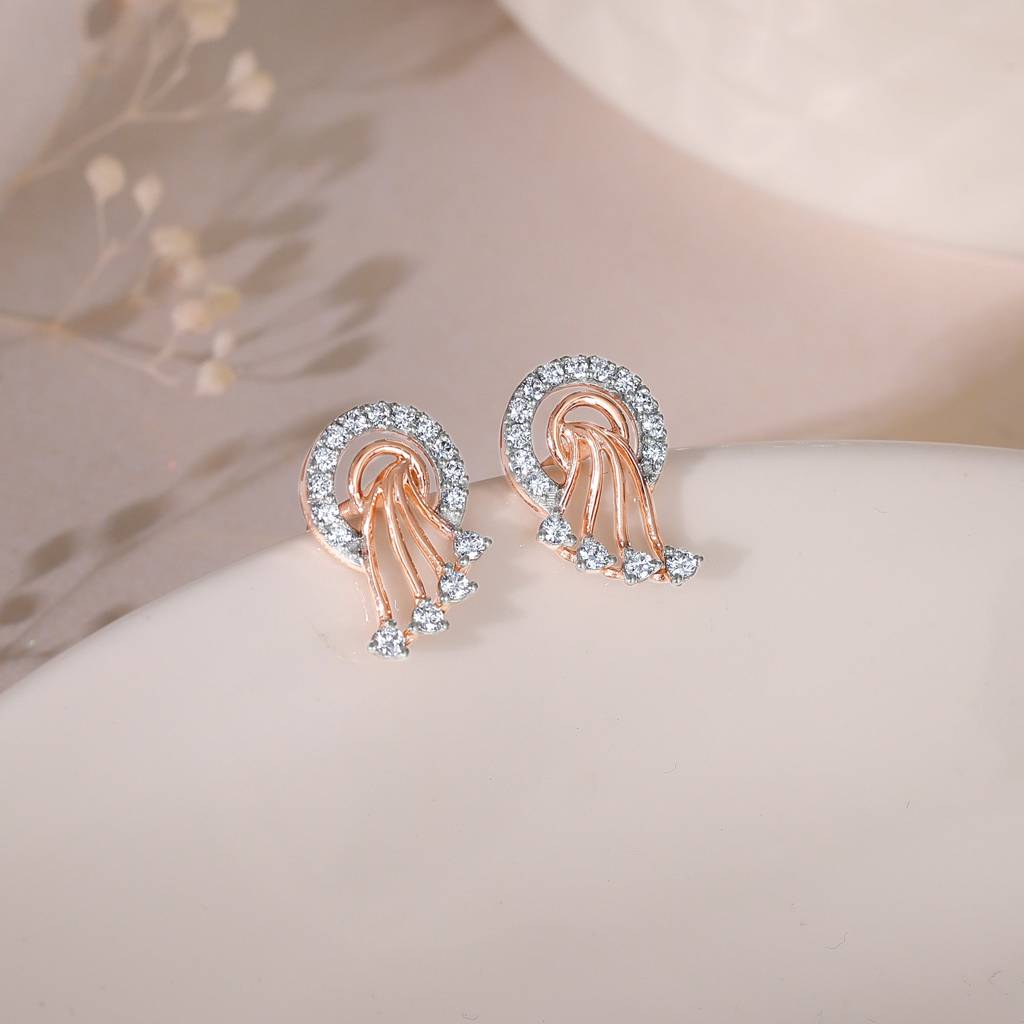 Rose Gold Secret Whispers Diamond Earrings : GDLER0331