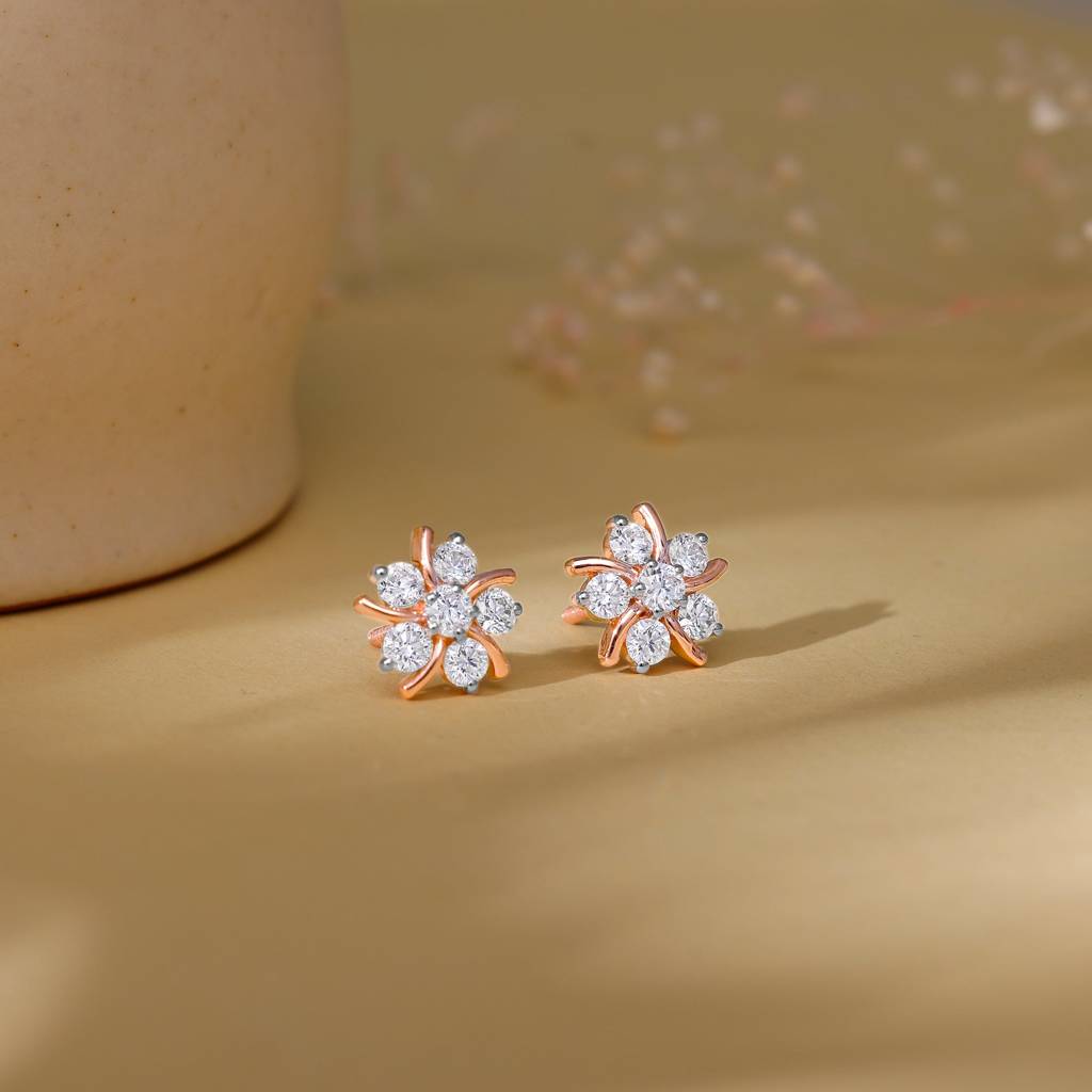 18K Rose Gold Elixir Solitaire Diamond Earrings : GDLER0335