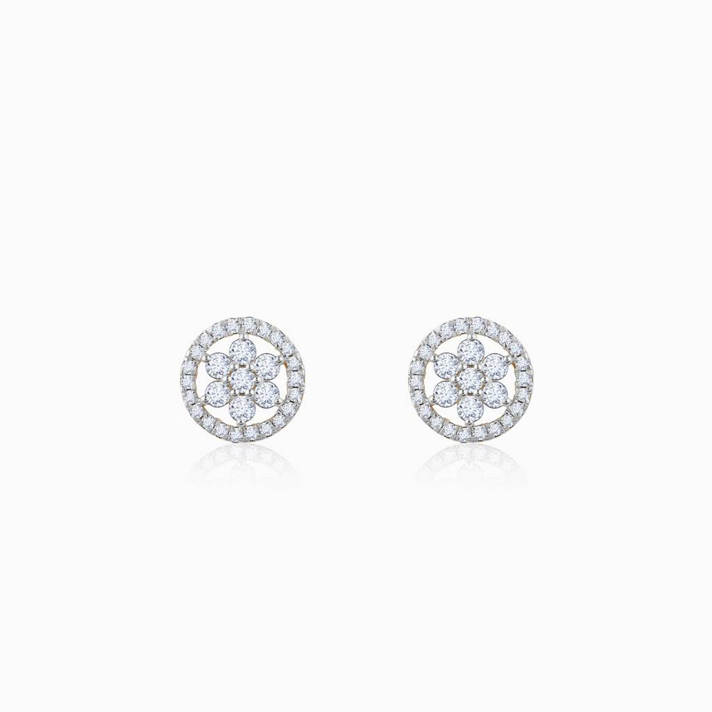 18K Gold Floret Solitaire Diamond Earrings : GDLER0338