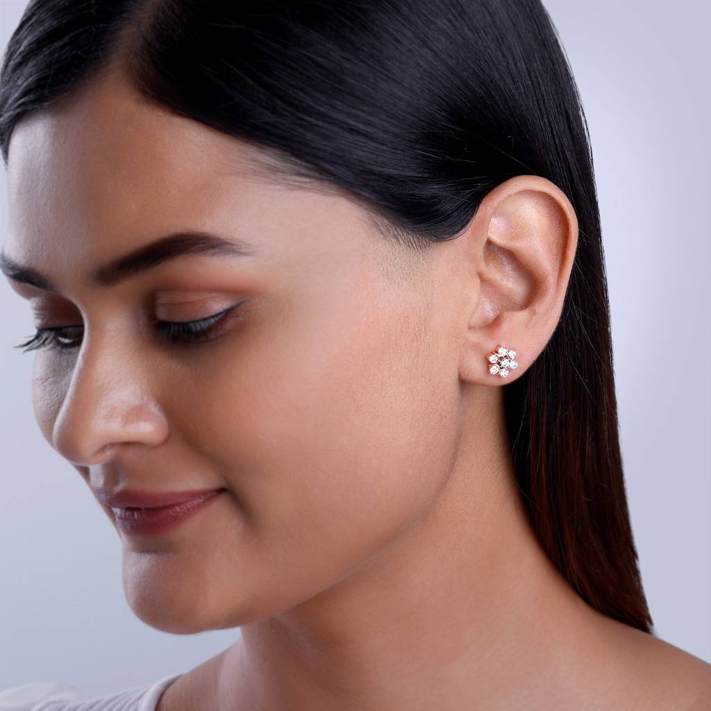 Gold Luminary Solitaire Diamond Earrings : GDLER0341