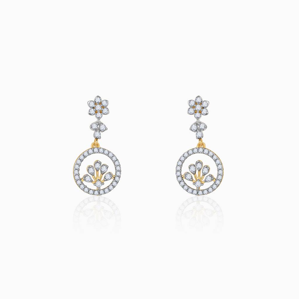 18K Gold Daisy Loop Diamond Earrings : GDLER0347