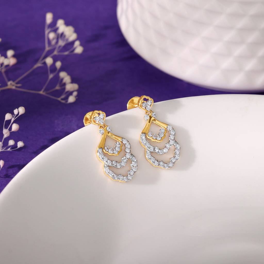 18K Gold Nevara Diamond Earrings : GDLER0348