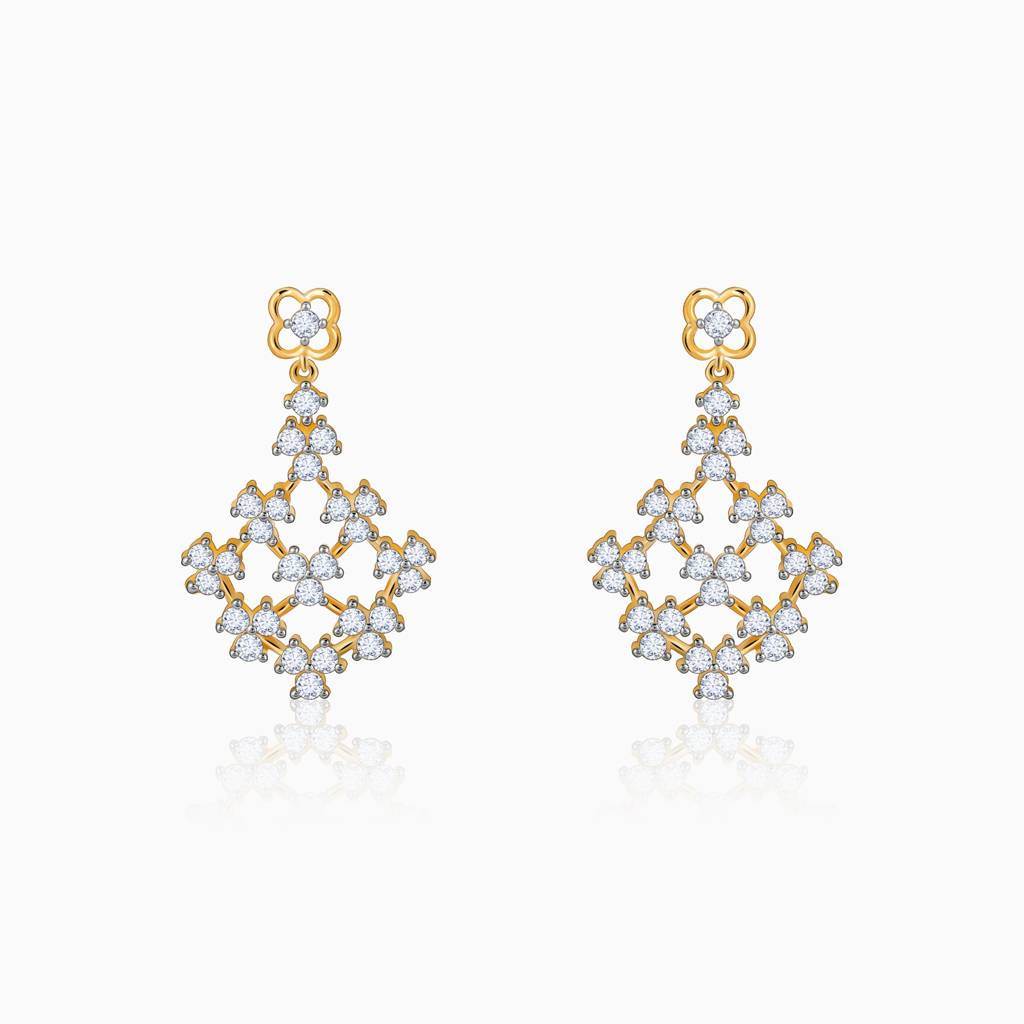 18K Gold Rhombus Aura Diamond Earrings : GDLER0349