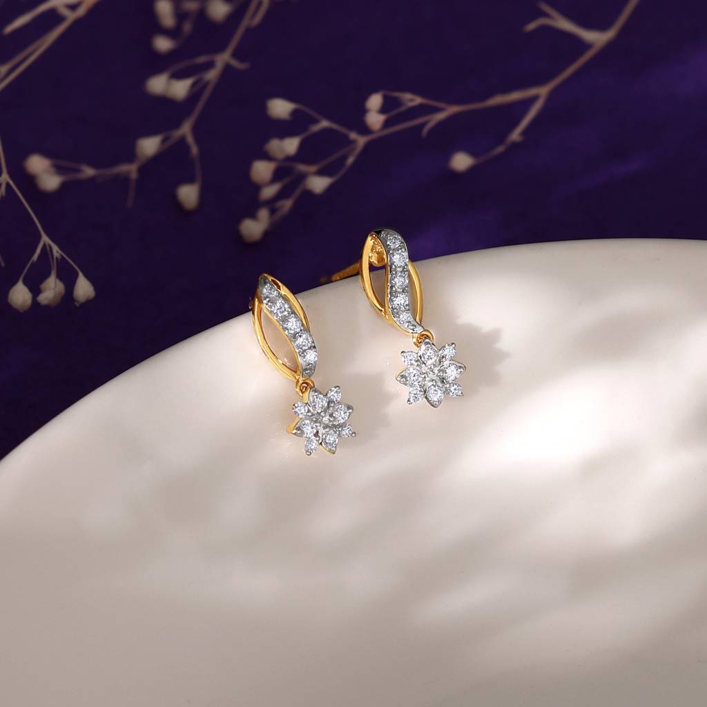 18K Gold Flora Flow Diamond Earrings : GDLER0351