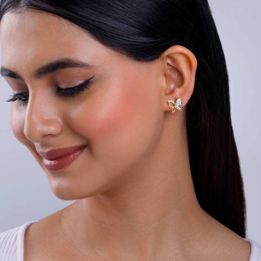 18K Gold Vlinder Diamond Earrings : GDLER0355