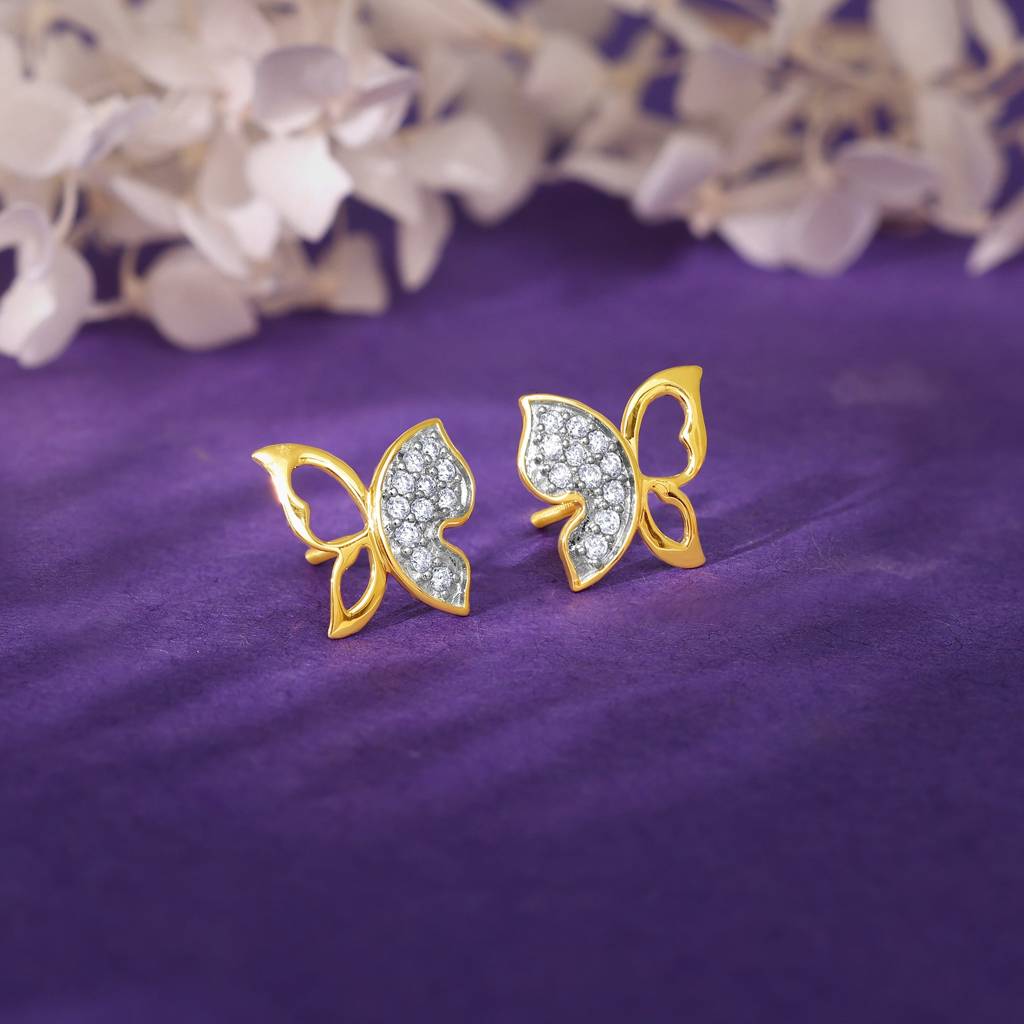 18K Gold Vlinder Diamond Earrings : GDLER0355