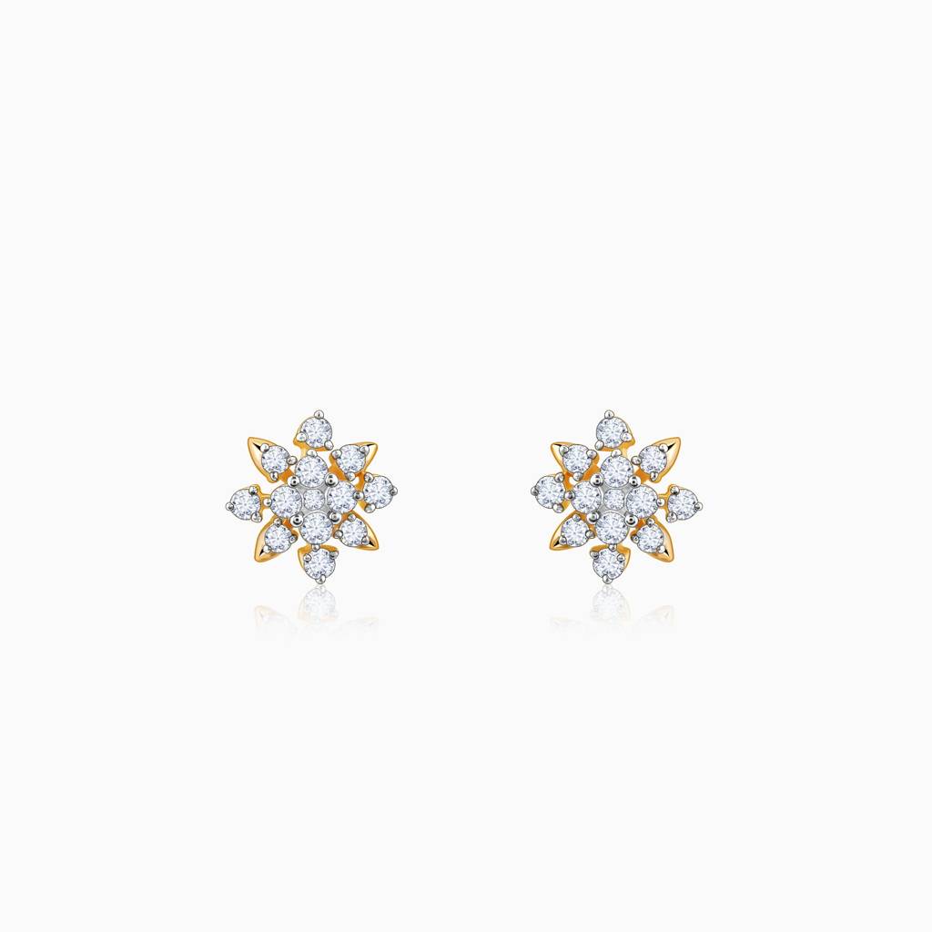 14K Gold Petunias Diamond Studs : GDLER0360